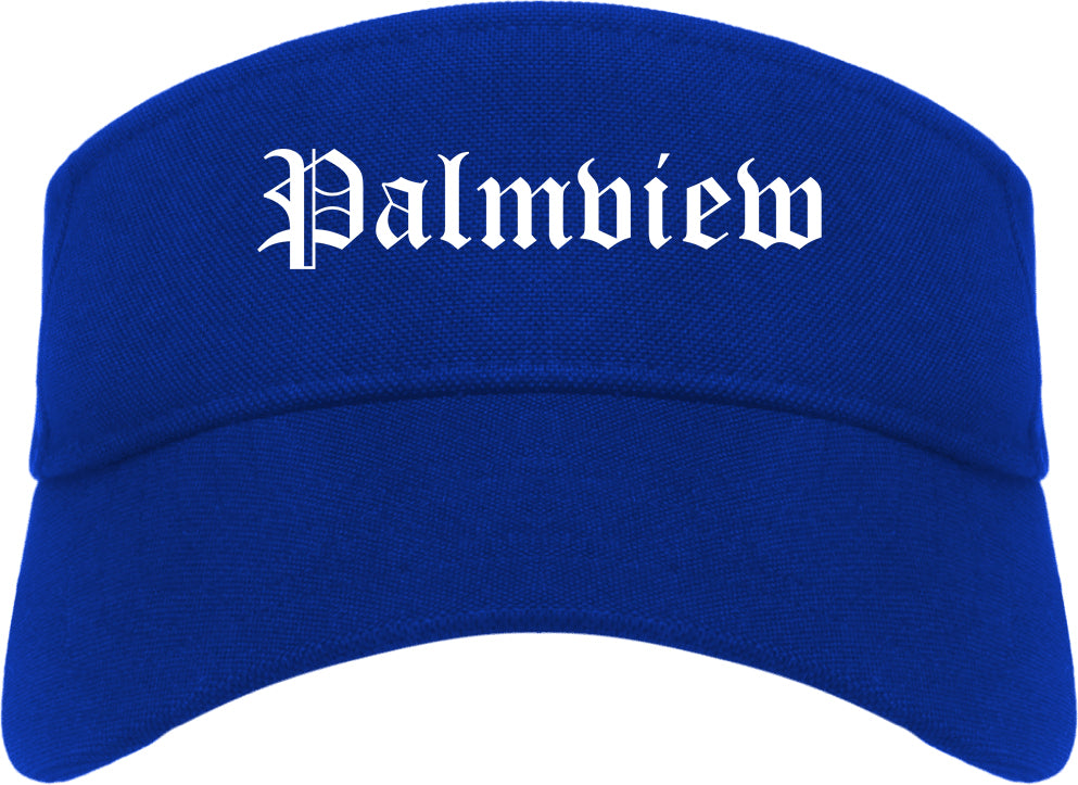 Palmview Texas TX Old English Mens Visor Cap Hat Royal Blue