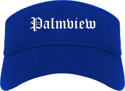 Palmview Texas TX Old English Mens Visor Cap Hat Royal Blue