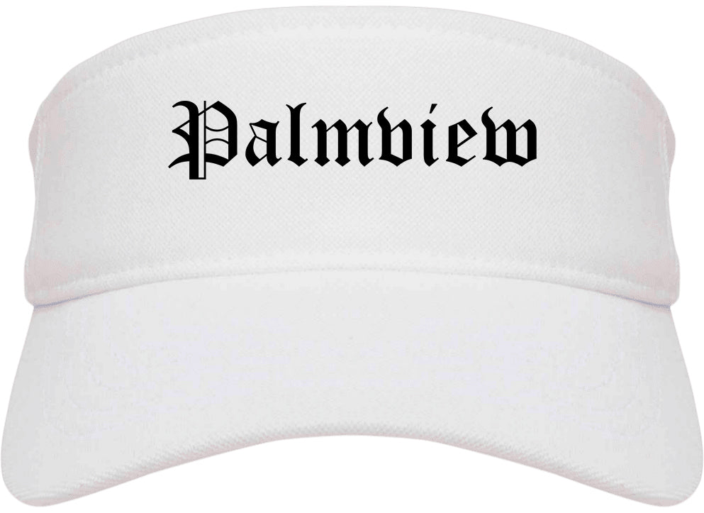 Palmview Texas TX Old English Mens Visor Cap Hat White