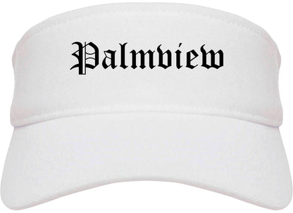Palmview Texas TX Old English Mens Visor Cap Hat White