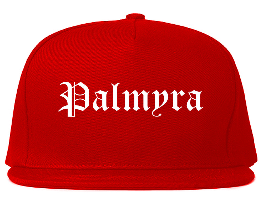 Palmyra New Jersey NJ Old English Mens Snapback Hat Red