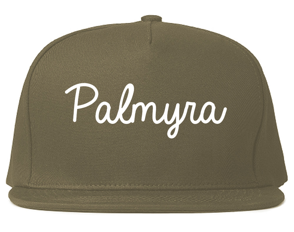 Palmyra New Jersey NJ Script Mens Snapback Hat Grey