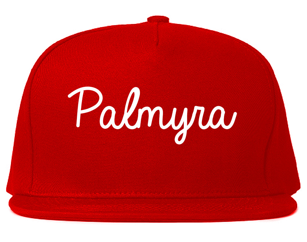 Palmyra New Jersey NJ Script Mens Snapback Hat Red