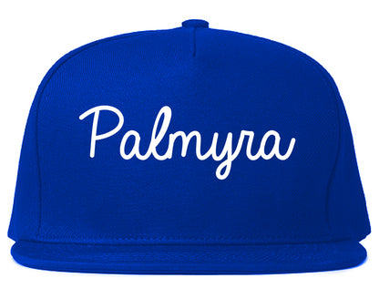 Palmyra New Jersey NJ Script Mens Snapback Hat Royal Blue