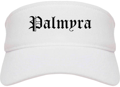 Palmyra New Jersey NJ Old English Mens Visor Cap Hat White