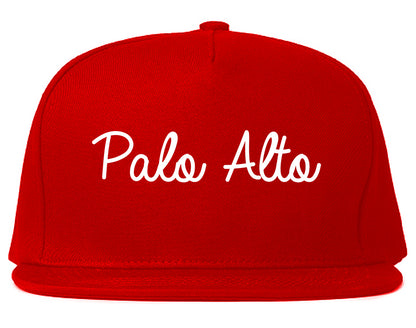 Palo Alto California CA Script Mens Snapback Hat Red