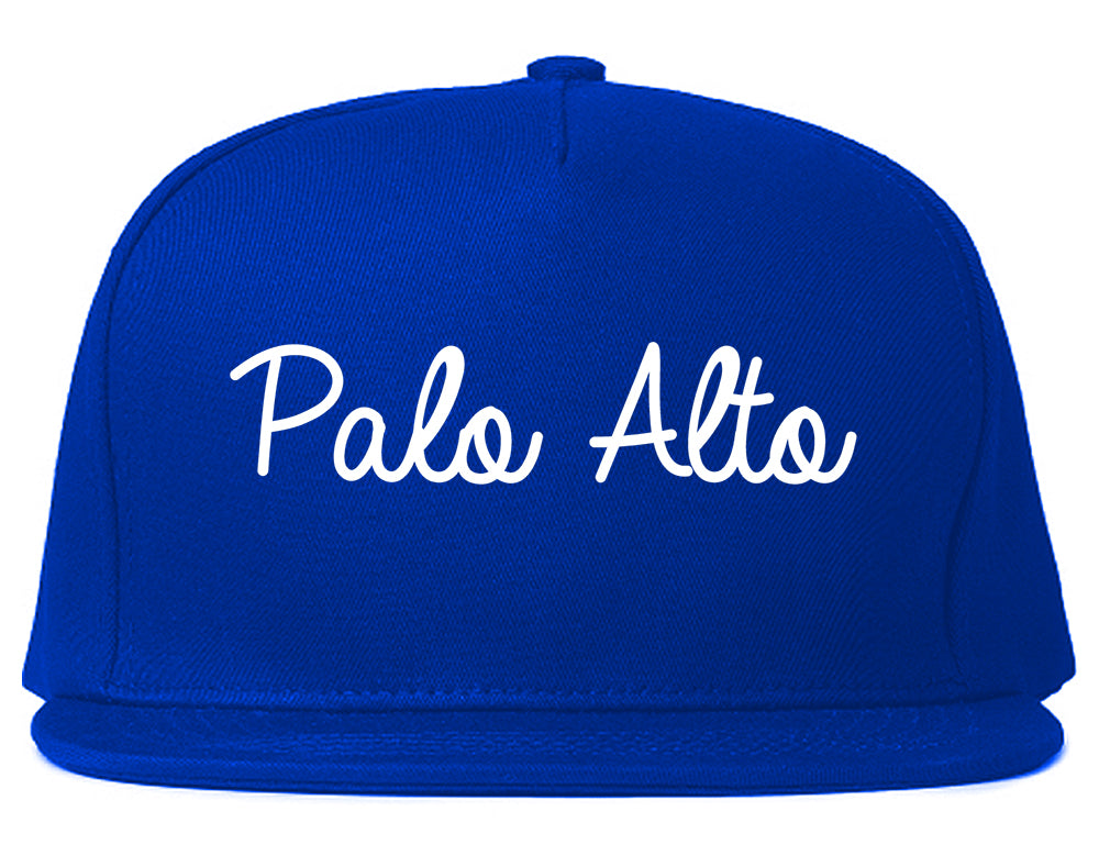 Palo Alto California CA Script Mens Snapback Hat Royal Blue