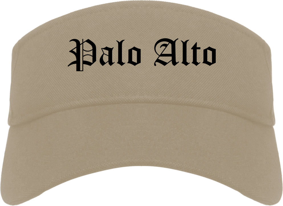 Palo Alto California CA Old English Mens Visor Cap Hat Khaki