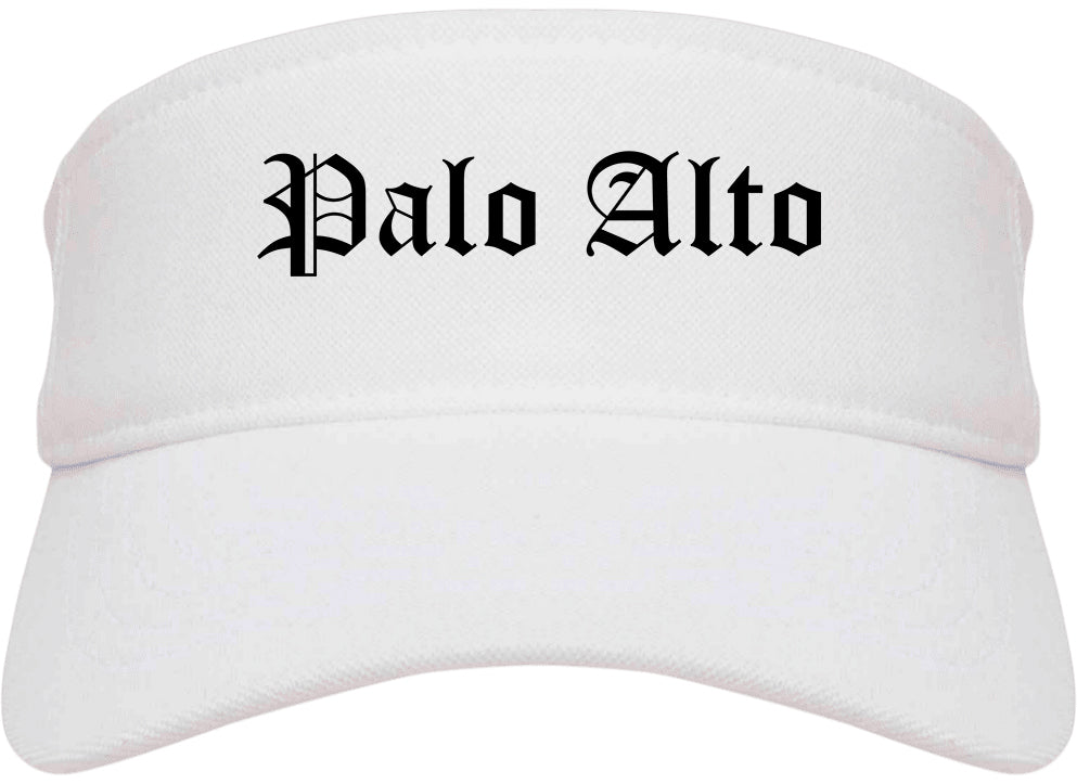 Palo Alto California CA Old English Mens Visor Cap Hat White