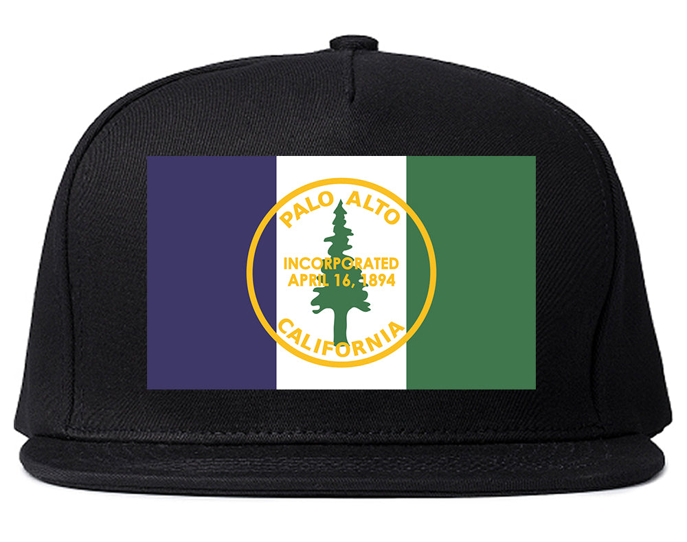 Palo Alto California FLAG Mens Snapback Hat Black