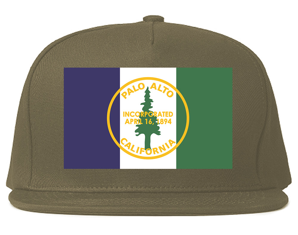 Palo Alto California FLAG Mens Snapback Hat Grey