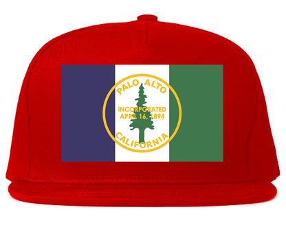 Palo Alto California FLAG Mens Snapback Hat Red