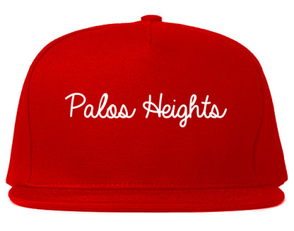 Palos Heights Illinois IL Script Mens Snapback Hat Red