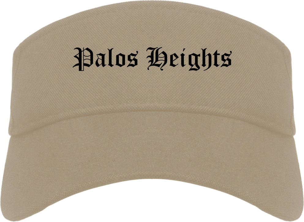 Palos Heights Illinois IL Old English Mens Visor Cap Hat Khaki