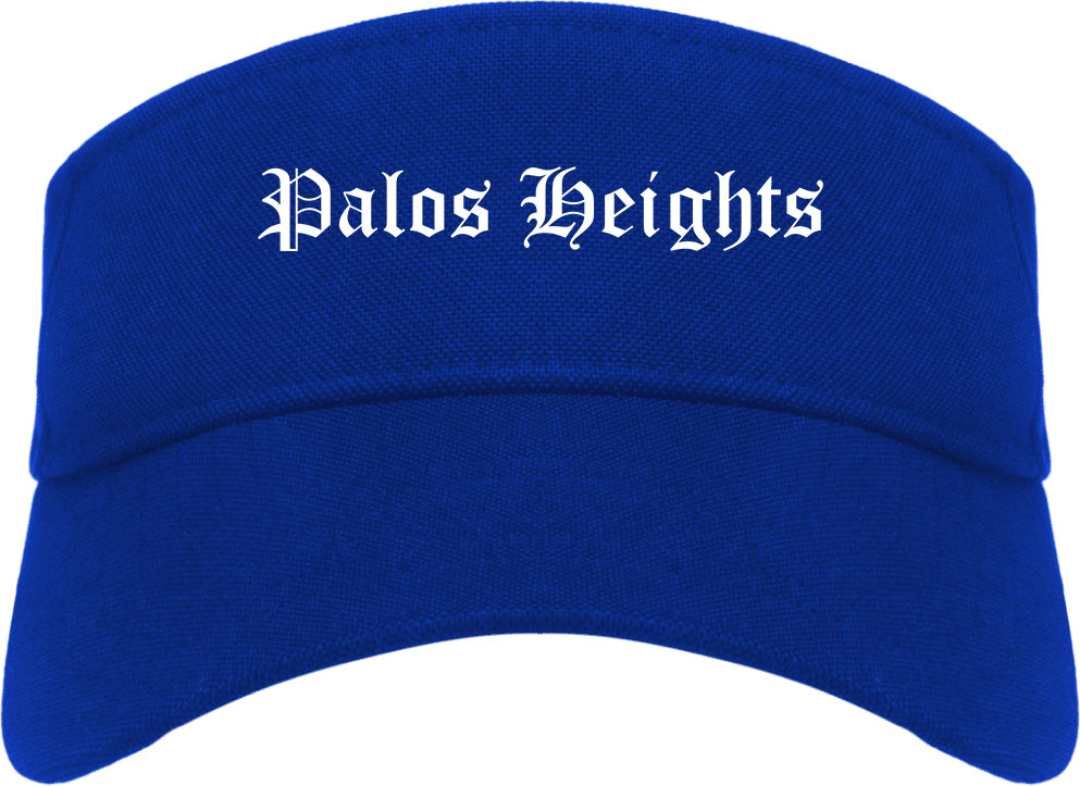 Palos Heights Illinois IL Old English Mens Visor Cap Hat Royal Blue