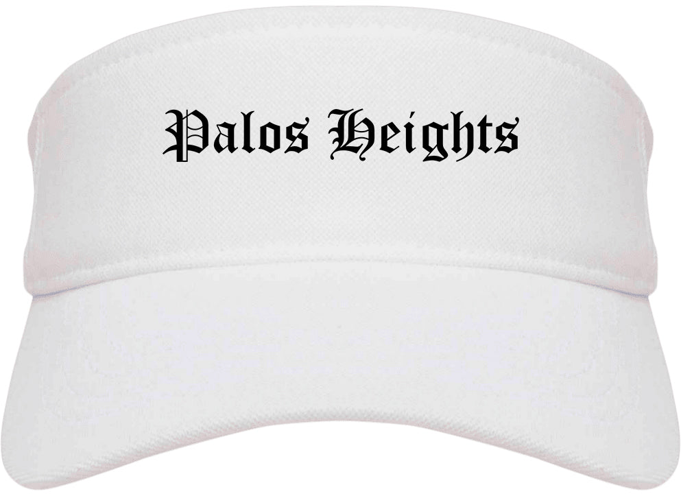 Palos Heights Illinois IL Old English Mens Visor Cap Hat White