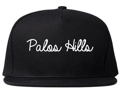 Palos Hills Illinois IL Script Mens Snapback Hat Black