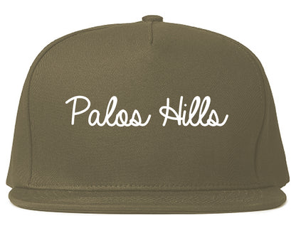 Palos Hills Illinois IL Script Mens Snapback Hat Grey