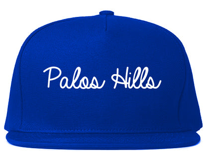 Palos Hills Illinois IL Script Mens Snapback Hat Royal Blue