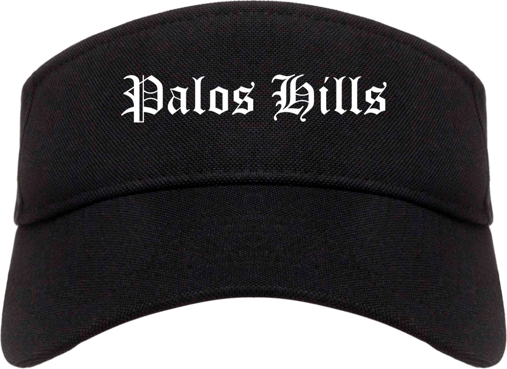 Palos Hills Illinois IL Old English Mens Visor Cap Hat Black