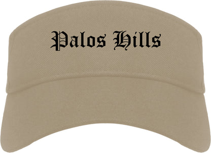 Palos Hills Illinois IL Old English Mens Visor Cap Hat Khaki