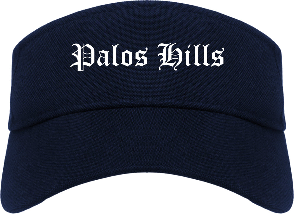 Palos Hills Illinois IL Old English Mens Visor Cap Hat Navy Blue