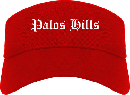 Palos Hills Illinois IL Old English Mens Visor Cap Hat Red
