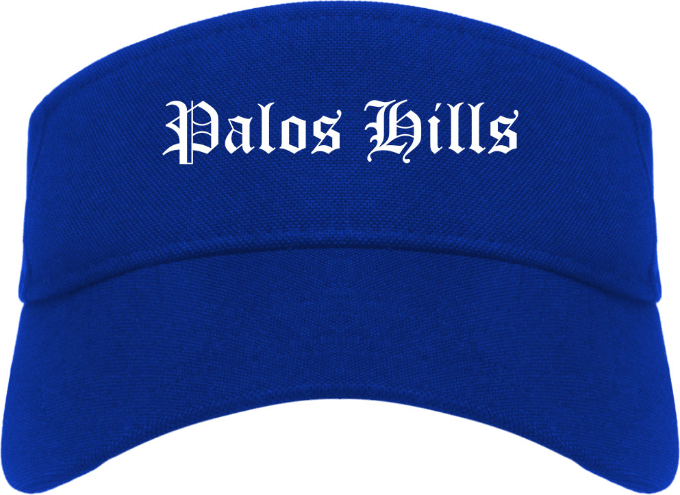 Palos Hills Illinois IL Old English Mens Visor Cap Hat Royal Blue