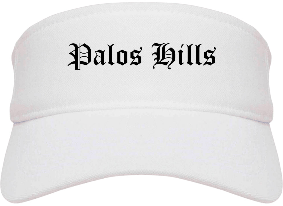 Palos Hills Illinois IL Old English Mens Visor Cap Hat White