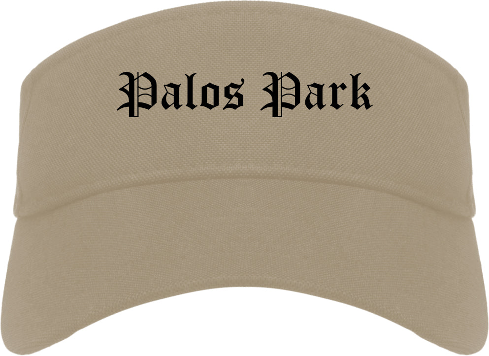 Palos Park Illinois IL Old English Mens Visor Cap Hat Khaki