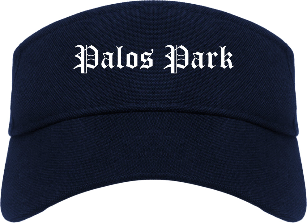 Palos Park Illinois IL Old English Mens Visor Cap Hat Navy Blue