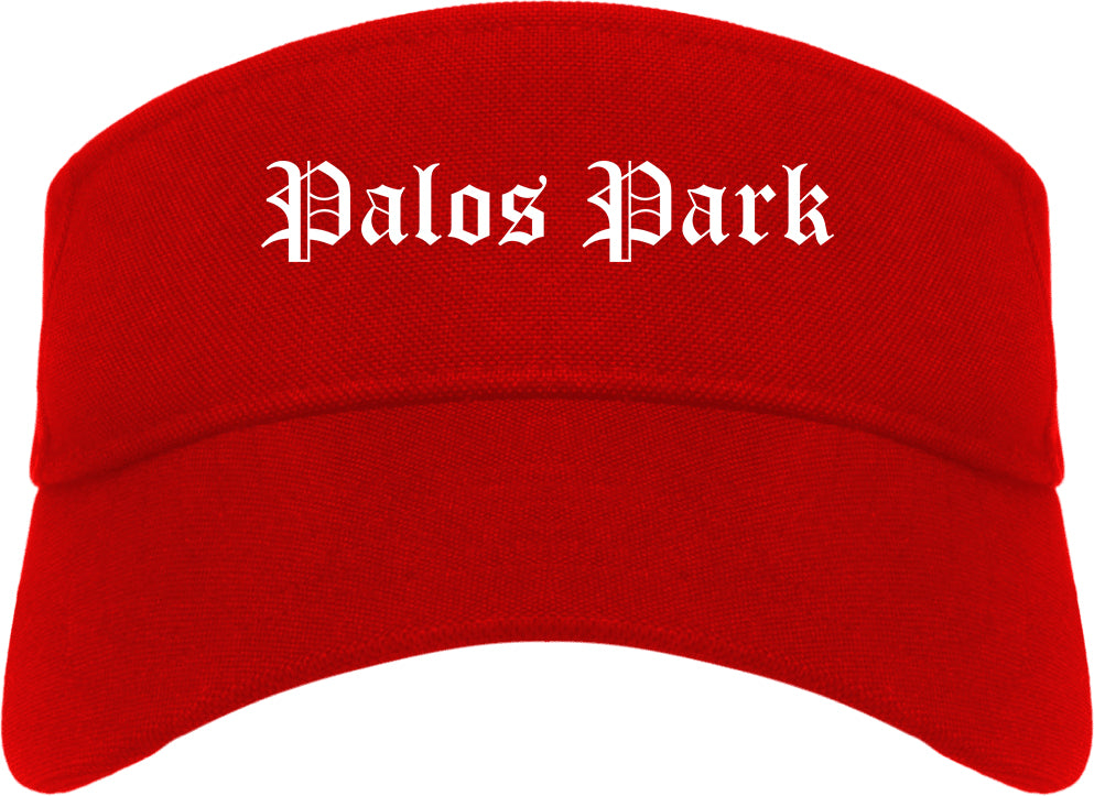 Palos Park Illinois IL Old English Mens Visor Cap Hat Red