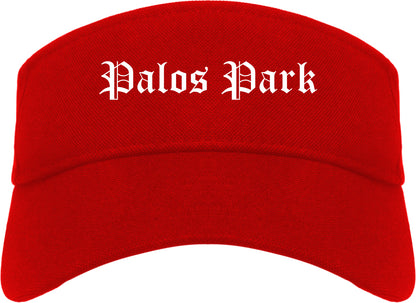 Palos Park Illinois IL Old English Mens Visor Cap Hat Red