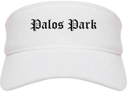 Palos Park Illinois IL Old English Mens Visor Cap Hat White