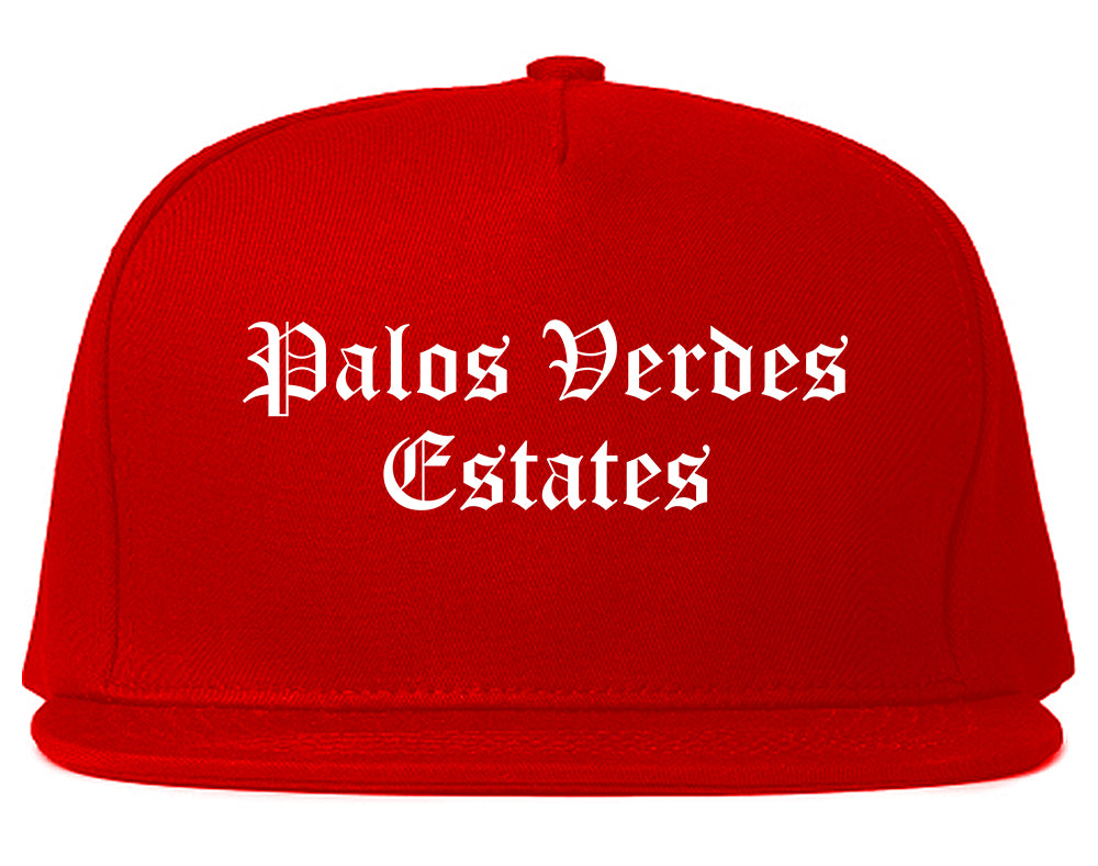 Palos Verdes Estates California CA Old English Mens Snapback Hat Red