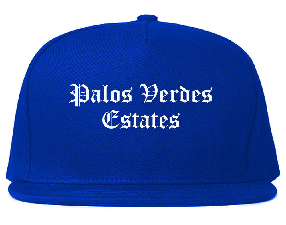 Palos Verdes Estates California CA Old English Mens Snapback Hat Royal Blue