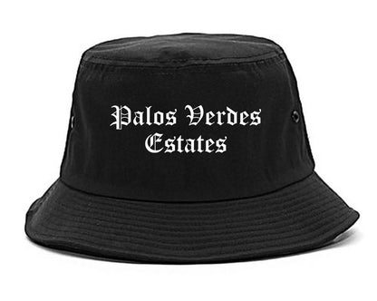 Palos Verdes Estates California CA Old English Mens Bucket Hat Black