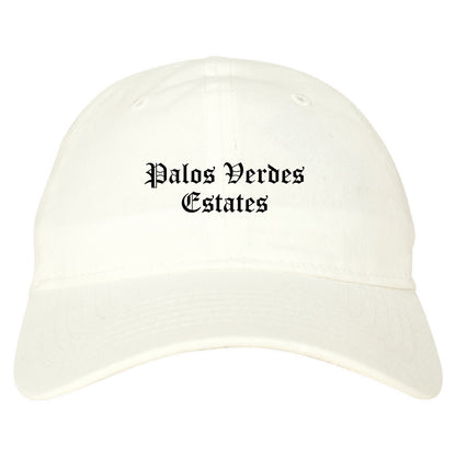Palos Verdes Estates California CA Old English Mens Dad Hat Baseball Cap White