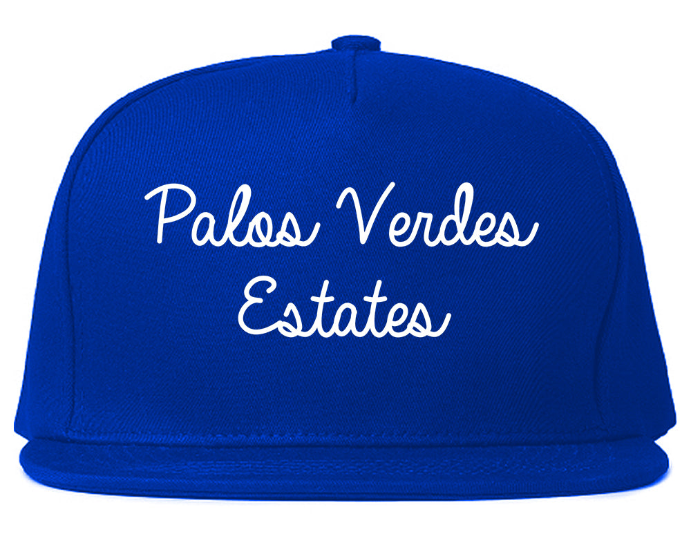 Palos Verdes Estates California CA Script Mens Snapback Hat Royal Blue