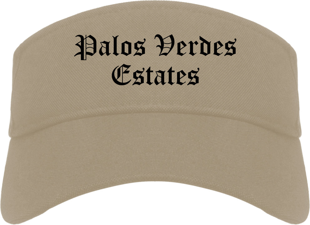 Palos Verdes Estates California CA Old English Mens Visor Cap Hat Khaki