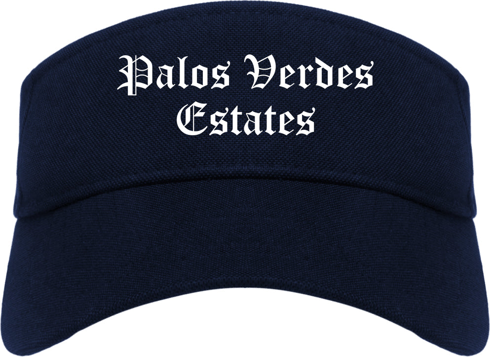 Palos Verdes Estates California CA Old English Mens Visor Cap Hat Navy Blue