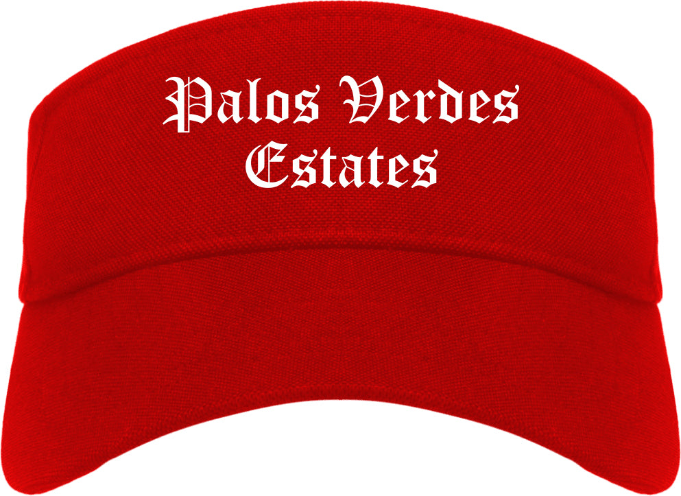 Palos Verdes Estates California CA Old English Mens Visor Cap Hat Red