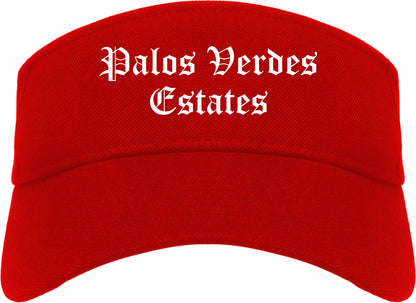 Palos Verdes Estates California CA Old English Mens Visor Cap Hat Red