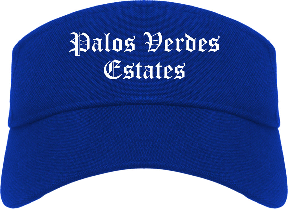 Palos Verdes Estates California CA Old English Mens Visor Cap Hat Royal Blue