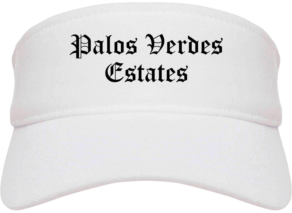Palos Verdes Estates California CA Old English Mens Visor Cap Hat White