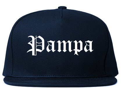Pampa Texas TX Old English Mens Snapback Hat Navy Blue
