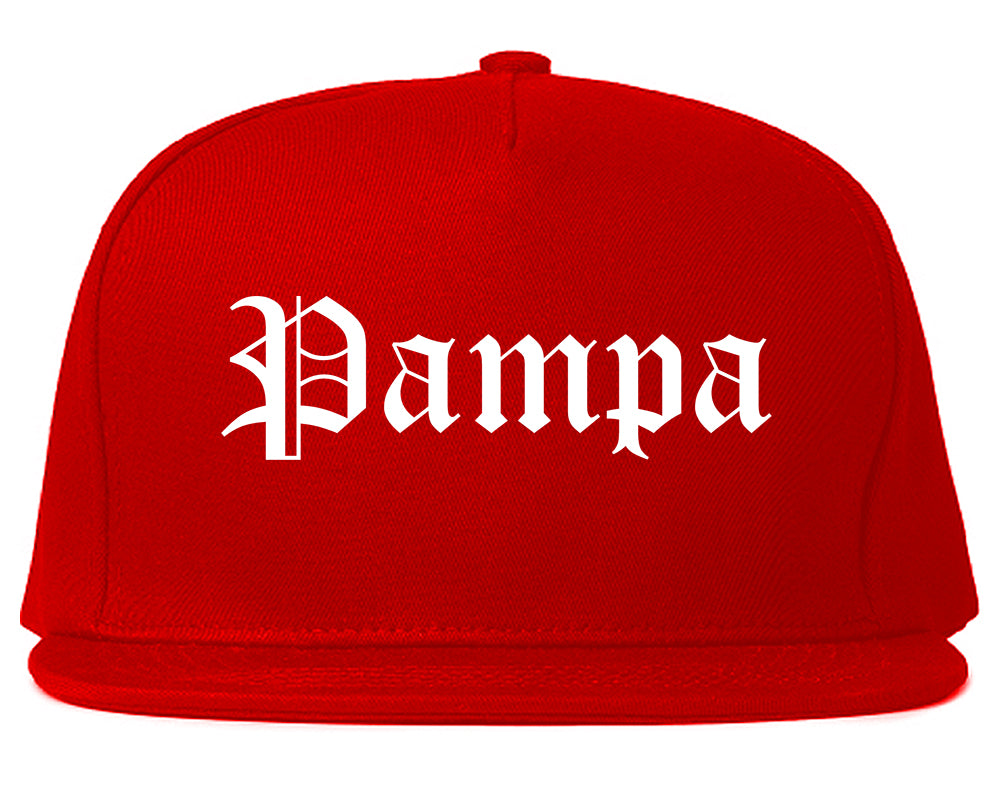 Pampa Texas TX Old English Mens Snapback Hat Red
