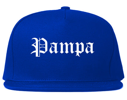 Pampa Texas TX Old English Mens Snapback Hat Royal Blue