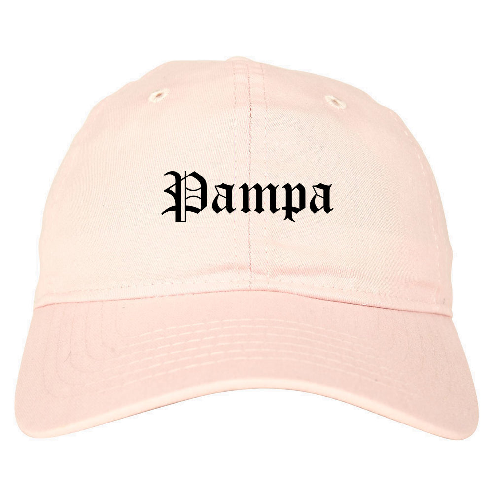 Pampa Texas TX Old English Mens Dad Hat Baseball Cap Pink