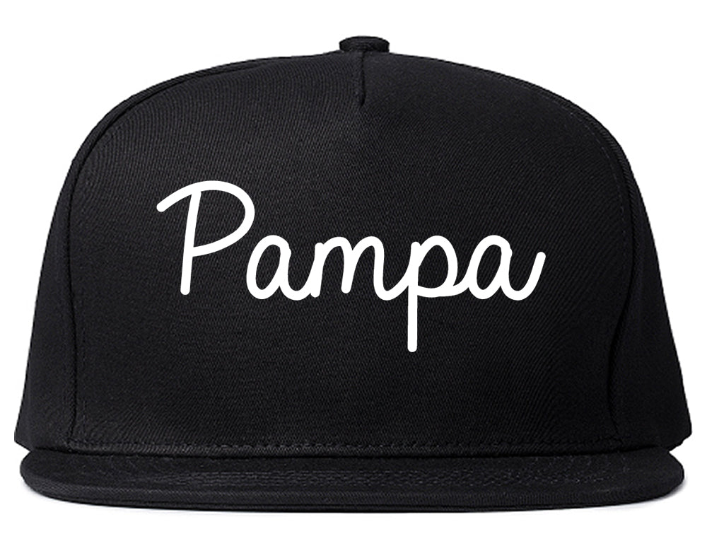 Pampa Texas TX Script Mens Snapback Hat Black